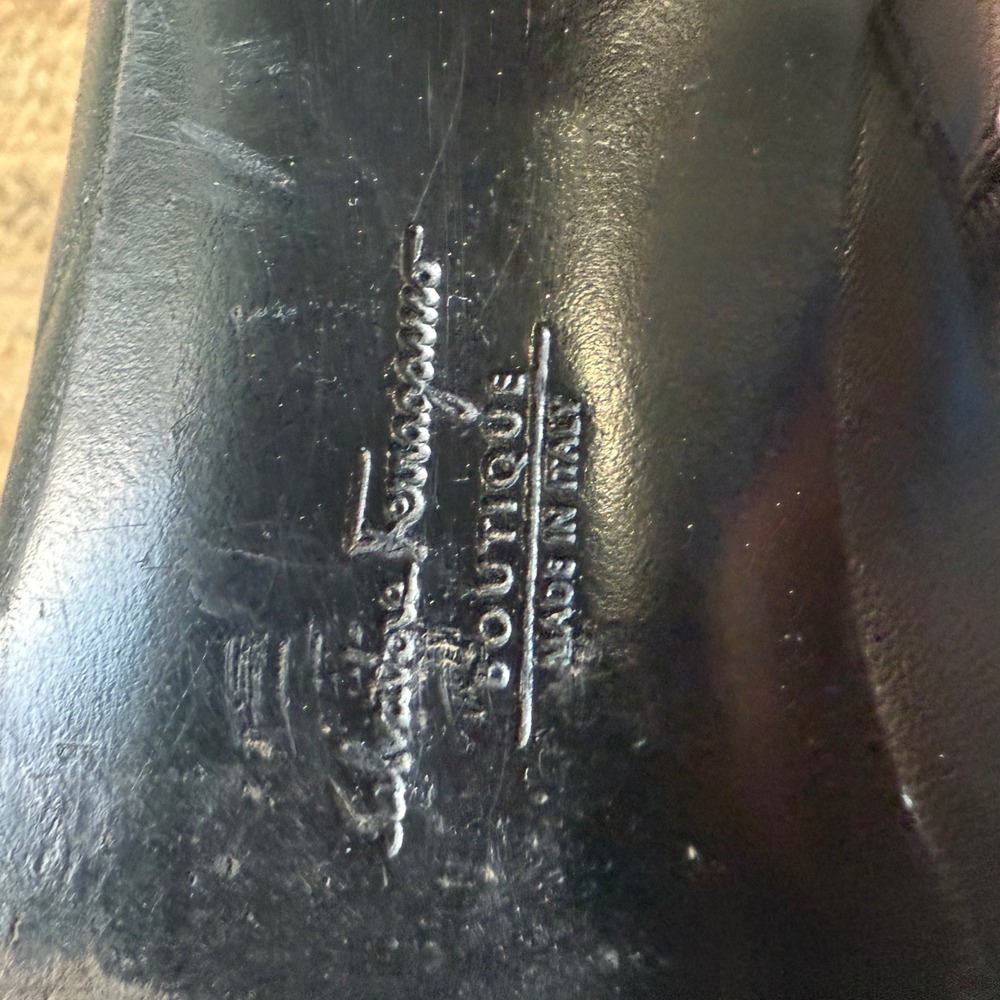 Salvatore Ferragamo Black Leather Square Toe Ankle Boots Block Heel Italy 10 B - Picture 7 of 11